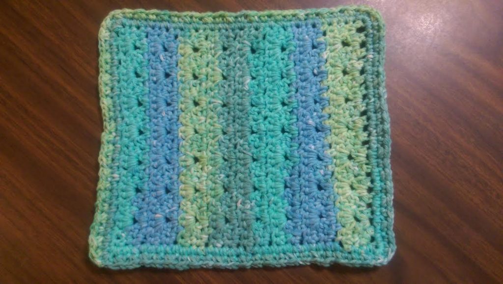 Textured v-stitch crochet dishcloth